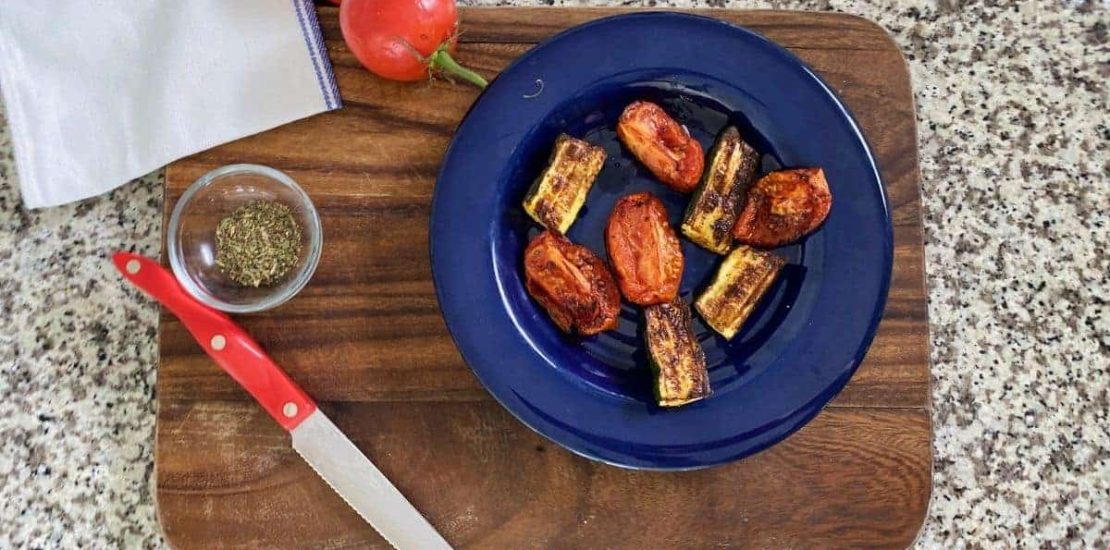 Roasted Zucchini With Tomatoes (Air Fryer Recipe)
