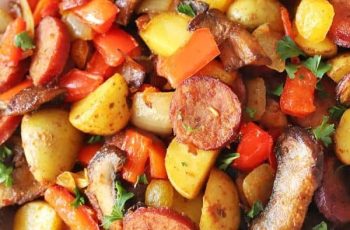 AIR FRYER SAUSAGE, PEPPERS, ONIONS, AND POTATOES