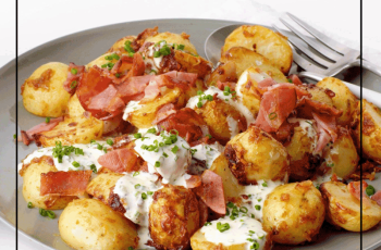air fryer potato salad: Ingredients: 1.5 pounds (680g) baby potatoes, halved 2 tablespoons olive oil Salt and pepper, to taste 4 slices bacon, cooked and crumbled 1/2 cup mayonnaise 2 tablespoons Dijon mustard 2 tablespoons chopped fresh dill 2 green onions, chopped 1/4 cup finely chopped red onion 1 celery stalk, finely chopped Instructions: Preheat your air fryer to 400°F (200°C). Place the halved baby potatoes in a large mixing bowl. Drizzle with olive oil and season with salt and pepper. Toss well to coat the potatoes evenly. Transfer the potatoes to the air fryer basket in a single layer. You may need to do this in batches depending on the size of your air fryer. Cook the potatoes in the air fryer for 18-20 minutes, or until they are golden brown and crispy. Shake the basket halfway through cooking to ensure even browning. While the potatoes are cooking, prepare the dressing. In a separate bowl, combine mayonnaise, Dijon mustard, chopped dill, green onions, red onion, celery, and crumbled bacon. Mix well to combine. Once the potatoes are done, remove them from the air fryer and let them cool for a few minutes. Add the crispy potatoes to the dressing mixture and gently toss until the potatoes are coated evenly. Taste and adjust the seasoning with salt and pepper, if needed. Transfer the potato salad to a serving dish and garnish with additional chopped dill and bacon, if desired. Serve the crispy air fryer potato salad immediately or refrigerate for a couple of hours to allow the flavors to meld together. Enjoy your delicious crispy air fryer potato salad!