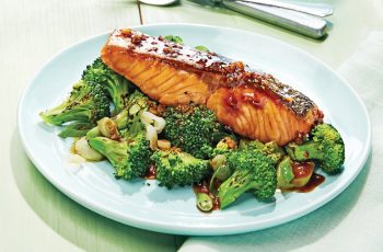 Air Fryer Teriyaki Salmon Fillets with Broccoli