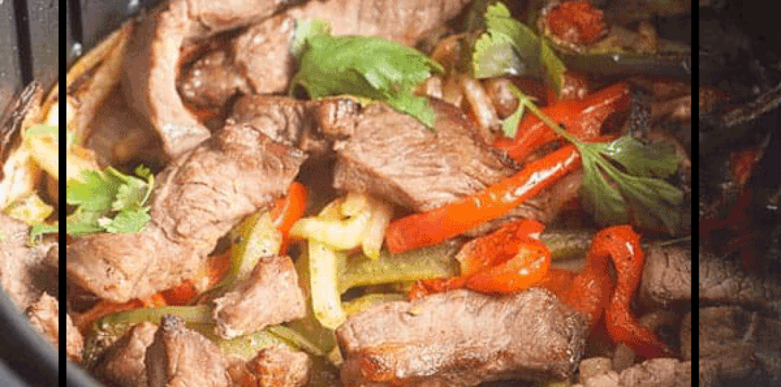 Air fryer beef fajitas with spicy parmesan corn