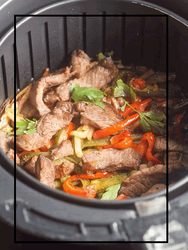 Air fryer beef fajitas with spicy parmesan corn