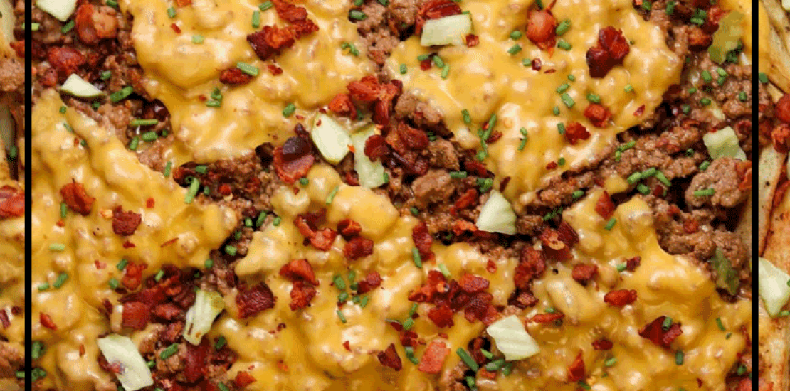 Air fryer cheeseburger loaded fries