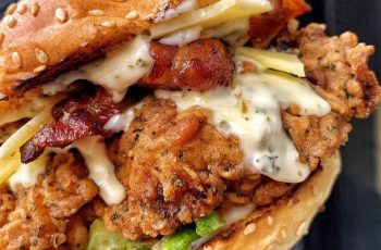 Air fryer pork belly with apple sauce and slaw