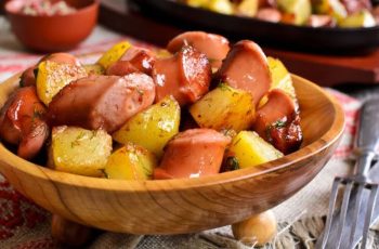 Delicious Fried Potatoes and Onions with Peppers and Smoked Sausage!