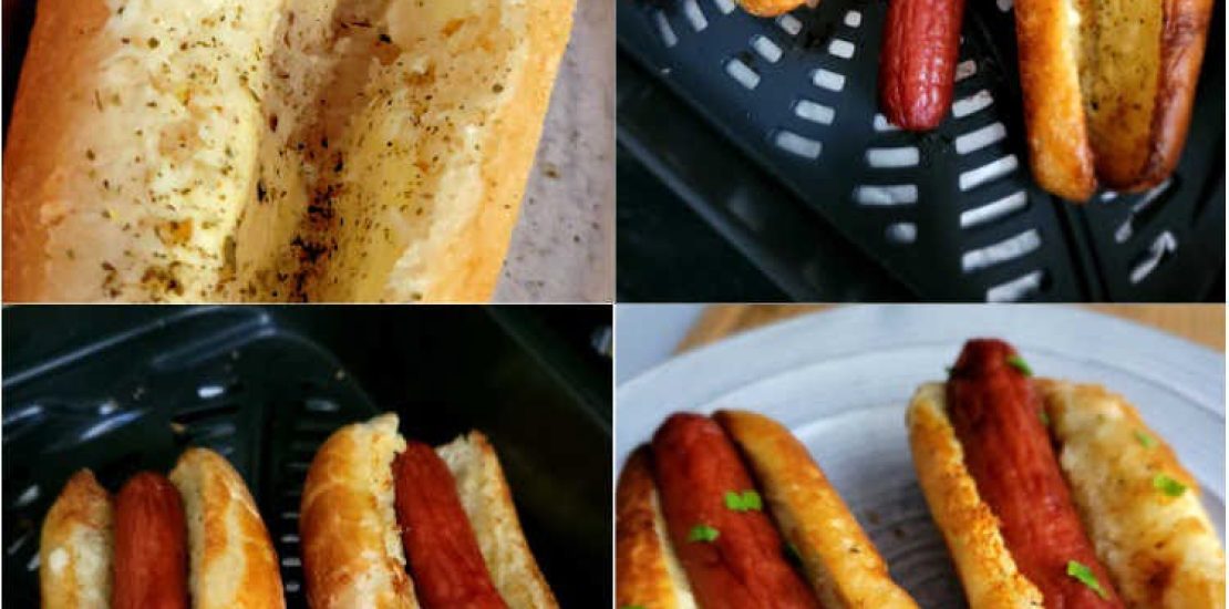 AIR FRYER HOT DOGS WITH CRISPY BUNS AIR FRYER HOT DOGS WITH CRISPY BUNS