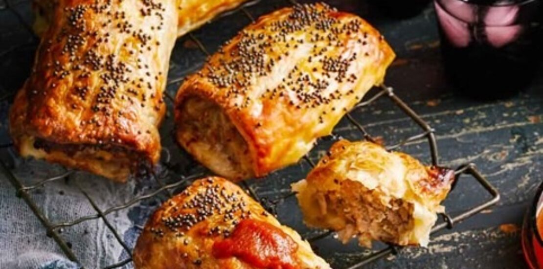 Air fryer pork and caramelised pineapple sausage rolls