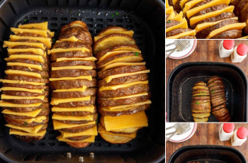 Air Fryer Hasselback Potatoes with Bacon & Cheese