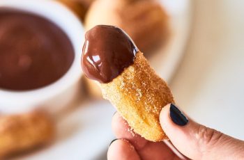 Air Fryer Churro Bites with Chocolate Dipping Sauce