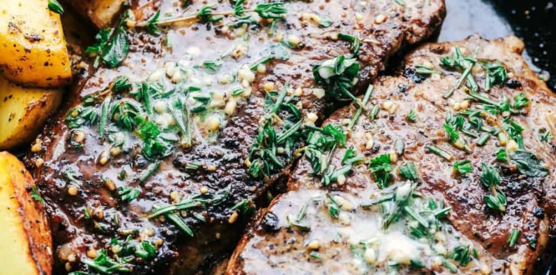 The Best Way To Cook A Steak And Potatoes Dinner! Air Fryer Garlic Butter Steak And Potatoes Skillet