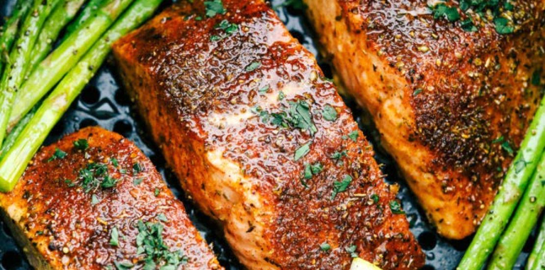 Air Fryer Salmon And Asparagus With Lemon Garlic Sauce Air Fryer Salmon And Asparagus