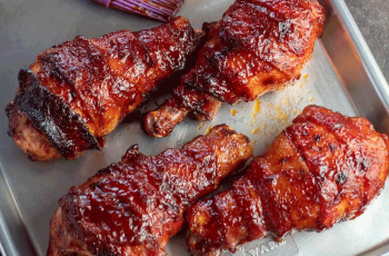 AIR FRYER BBQ BACON WRAPPED CHICKEN DRUMSTICKS