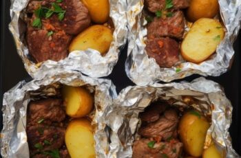 air fryer Garlic Butter Steak and Potato Foil Packets