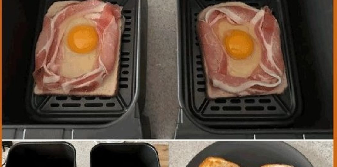 Delicious Air Fryer Bacon & Egg on Toast - Quick Breakfast Recipe  Delicious Air Fryer Bacon & Egg on Toast - Quick Breakfast Recipe