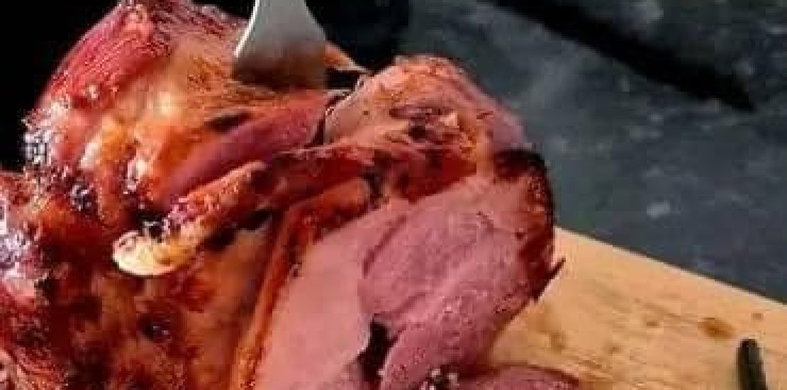 Air Fryer Glazed Gammon Joint with Potatoes and Carrots