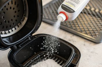 how to clean your air fryer with sprinkle baking soda over the basket