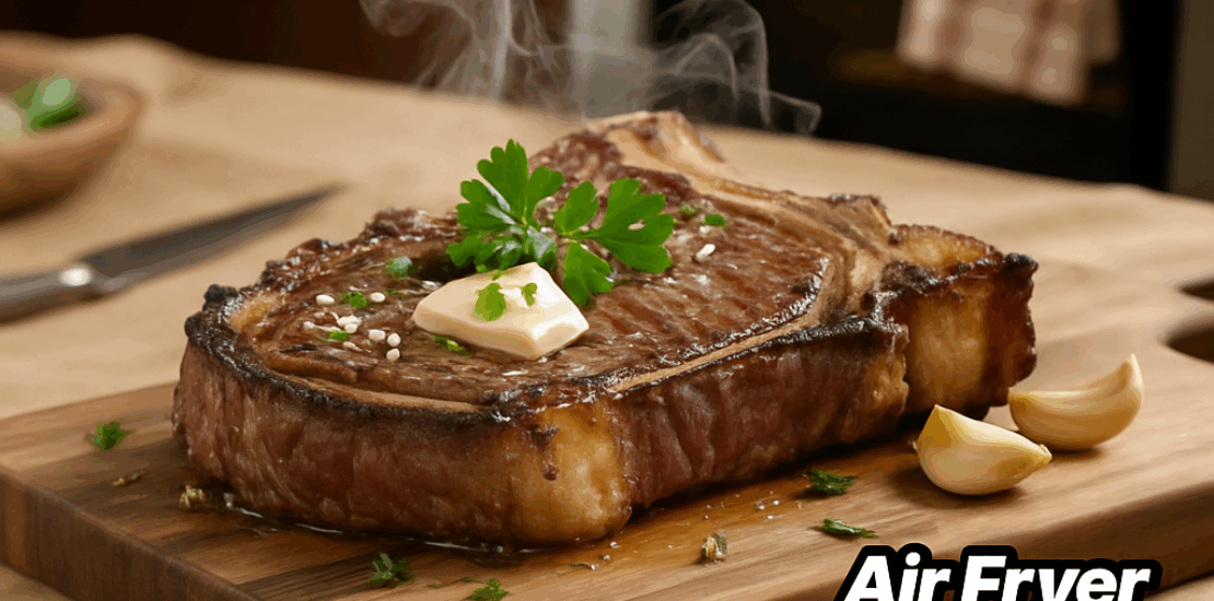 Air Fryer Garlic Butter Ribeye Steak! So Delicious