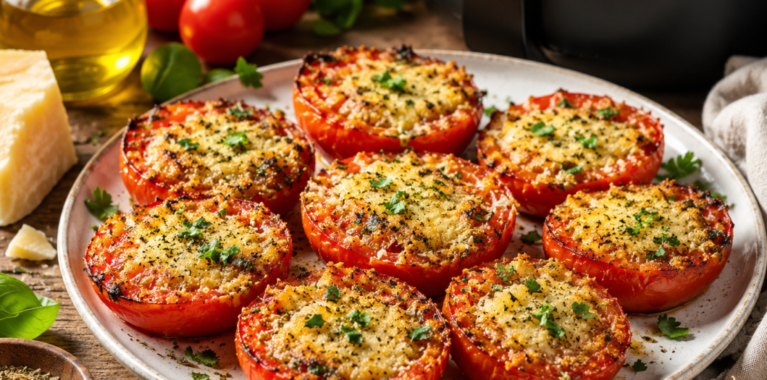 Air Fryer Parmesan Tomatoes – Crispy, Cheesy, Juicy Tomatoes Ready in Minutes