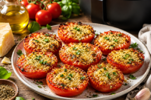 Air Fryer Parmesan Tomatoes – Crispy, Cheesy, Juicy Tomatoes Ready in Minutes