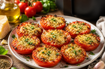 Air Fryer Parmesan Tomatoes – Crispy, Cheesy, Juicy Tomatoes Ready in Minutes