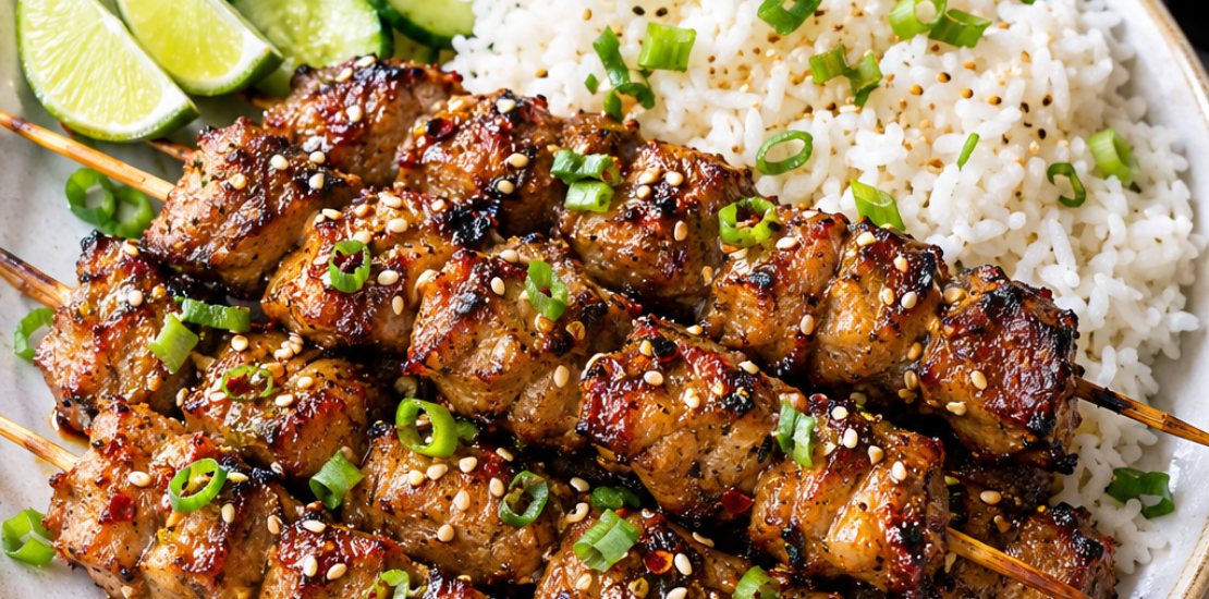 Crispy Sesame-Ginger Pork Skewers in the Air Fryer