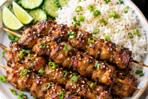 Crispy Sesame-Ginger Pork Skewers in the Air Fryer